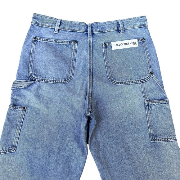 Zara NWT Size USA 34 EUR 44 Double Knee Wide Leg Utility Denim Carpenter Jeans - Picture 5 of 15